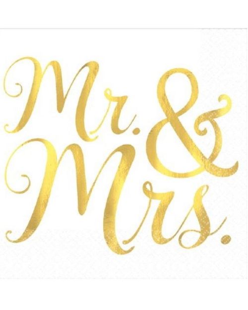 Mr & Mrs Beverage Napkins 16pk