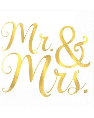 Mr & Mrs Beverage Napkins 16pk