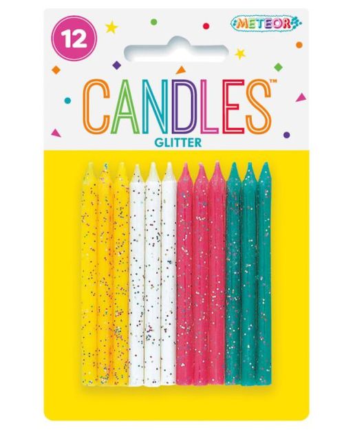 Glitter Candles 12pk – Multi
