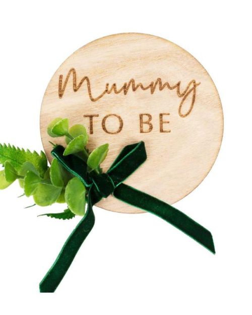 Botanical Baby Wooden Mummy to Be Badge