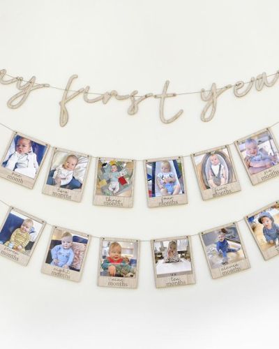 My First Year Wooden Baby Photo Bunting