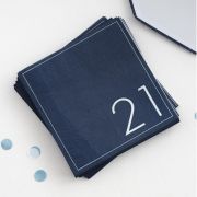 Navy 21st Birthday Napkins 16pk