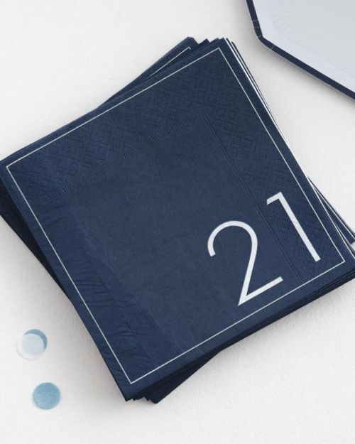 Navy 21st Birthday Napkins 16pk