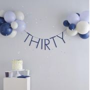 Navy 30th Birthday Balloon Bunting