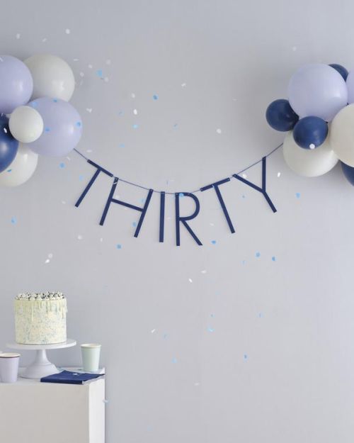Navy 30th Birthday Balloon Bunting