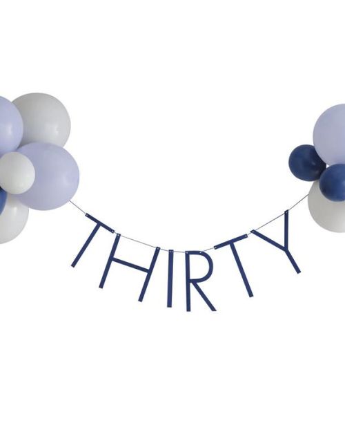 Navy 30th Birthday Balloon Bunting