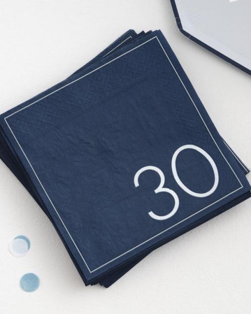 Navy 30th Birthday Napkins 16pk