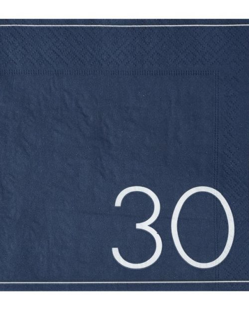 Navy 30th Birthday Napkins 16pk