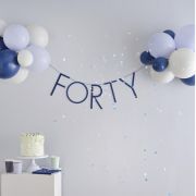 Navy 40th Birthday Balloon Bunting