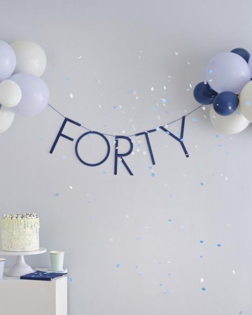 Navy 40th Birthday Balloon Bunting