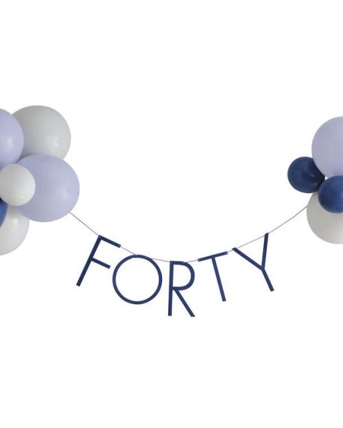 Navy 40th Birthday Balloon Bunting