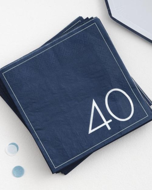 Navy 40th Birthday Napkins 16pk