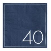Navy 40th Birthday Napkins 16pk