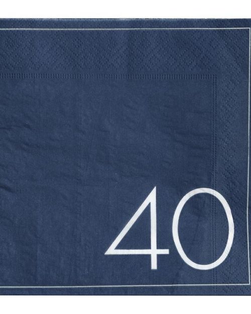 Navy 40th Birthday Napkins 16pk