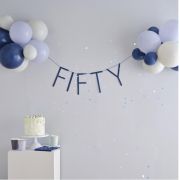 Navy 50th Birthday Balloon Bunting