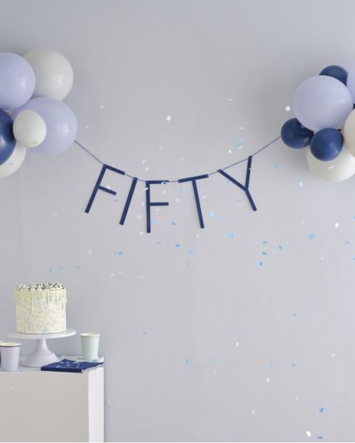 Navy 50th Birthday Balloon Bunting