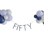 Navy 50th Birthday Balloon Bunting