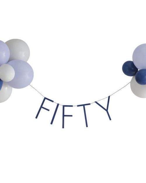 Navy 50th Birthday Balloon Bunting