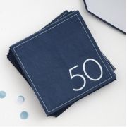 Navy 50th Birthday Napkins 16pk