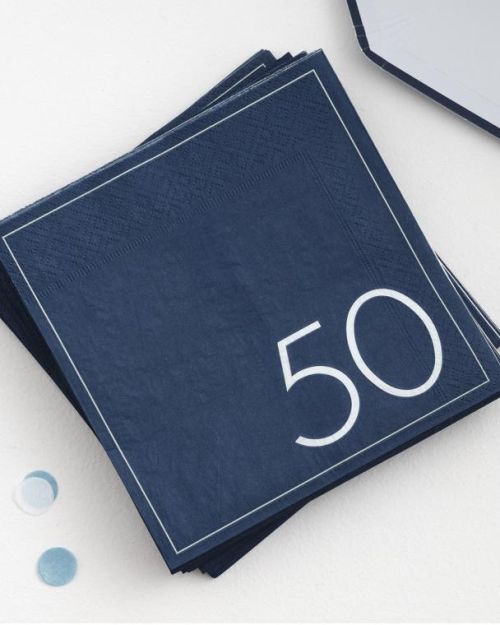 Navy 50th Birthday Napkins 16pk