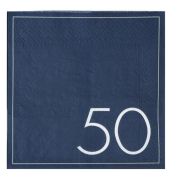Navy 50th Birthday Napkins 16pk