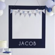 Navy Customisable Happy Birthday Photo Booth Frame