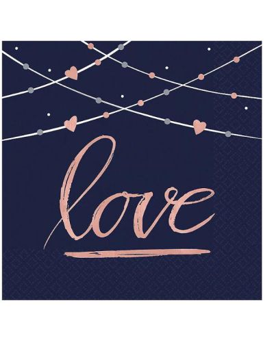 Navy Love Beverage Napkins 16pk
