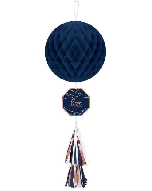 Navy Love Hanging Honeycomb Decoration