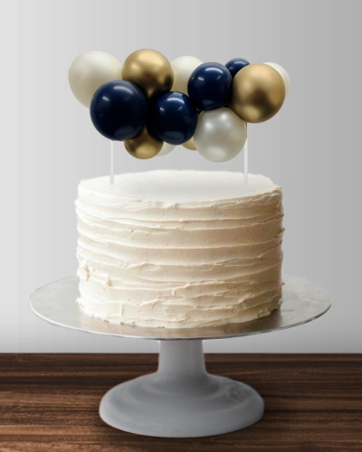 Balloon Garland Cake Topper – Navy, White & Gold