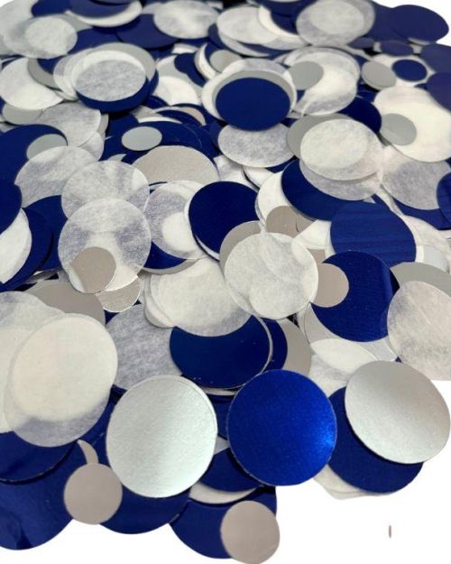 Tissue Confetti – Navy White & Silver