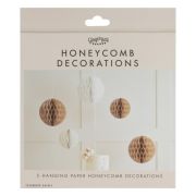 Neutral Paper Honeycomb Decorations 5pk