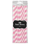 Paper Straws Pink Stripe 24pk