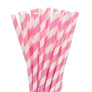 Paper Straws Pink Stripe 24pk