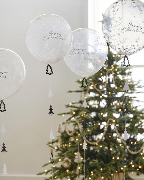 Nordic Noel Confetti Balloons with Tails 5pk