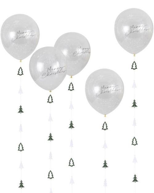 Nordic Noel Confetti Balloons with Tails 5pk