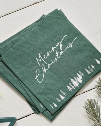 Nordic Noel Merry Christmas Lunch Napkins 16pk