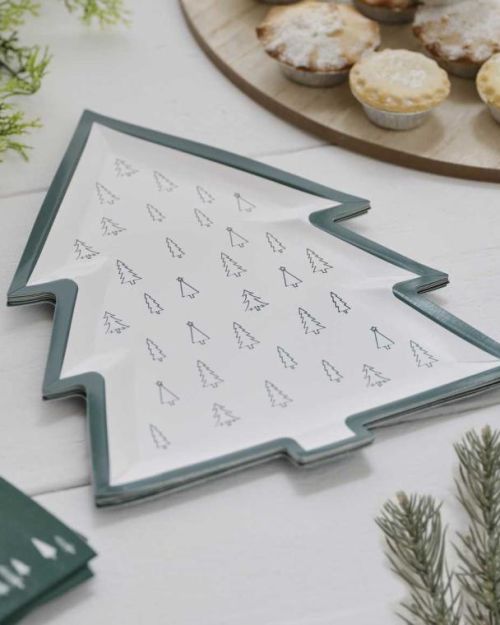 Nordic Noel Tree Shaped Plates 8pk