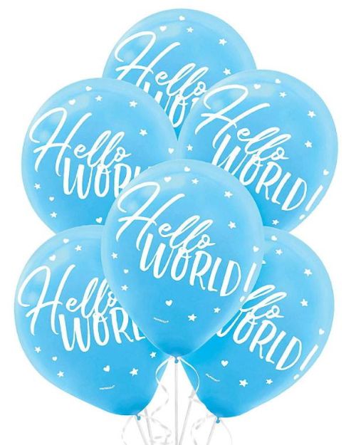Oh Baby Boy Hello World Balloons 15pk
