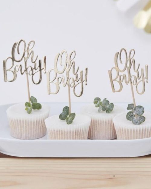 Oh Baby Gold Cupcake Toppers 12pk
