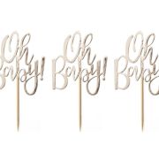 Oh Baby Gold Cupcake Toppers 12pk