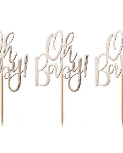 Oh Baby Gold Cupcake Toppers 12pk