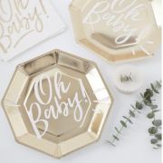 Oh Baby Gold Dinner Plates 8pk