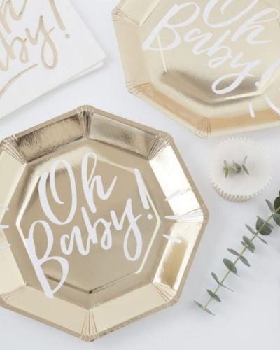 Oh Baby Gold Dinner Plates 8pk