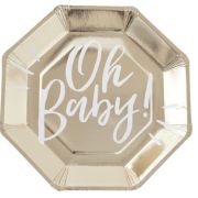 Oh Baby Gold Dinner Plates 8pk