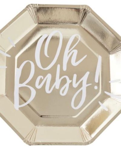 Oh Baby Gold Dinner Plates 8pk