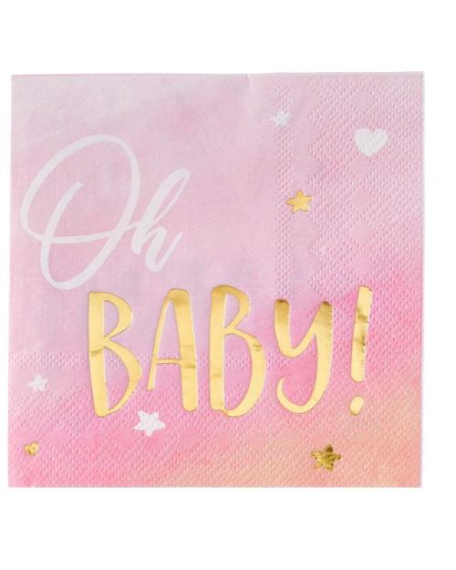 Oh Baby Girl Beverage Napkins 16pk