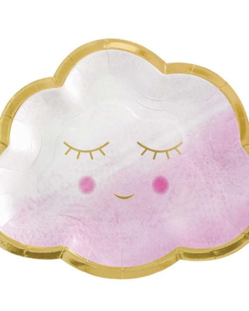Oh Baby Girl Cloud Shaped Plates 8pk