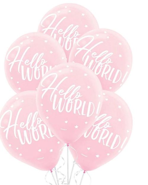 Oh Baby Girl Hello World Balloons 15pk