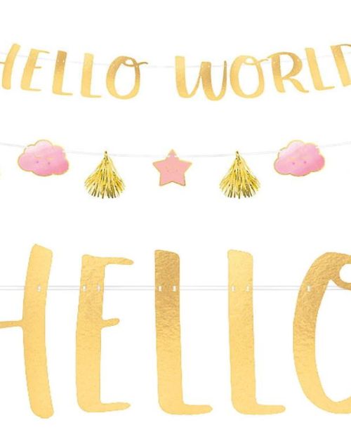 Oh Baby Girl Hello World Banner & Garland