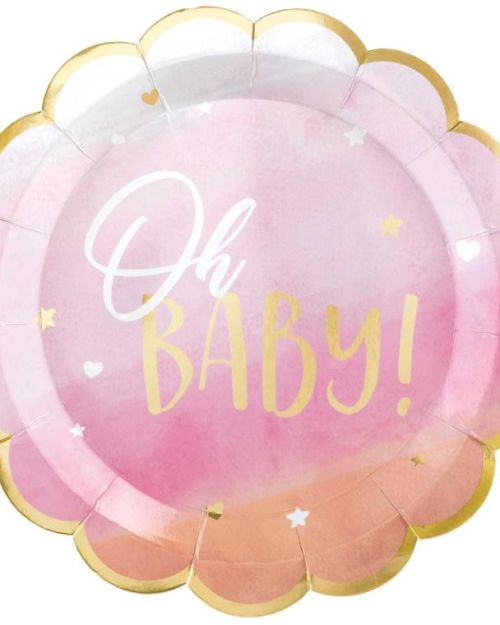 Oh Baby Girl Scalloped Plates 8pk